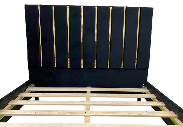 Metallic Strip Headboard Bed Frame
