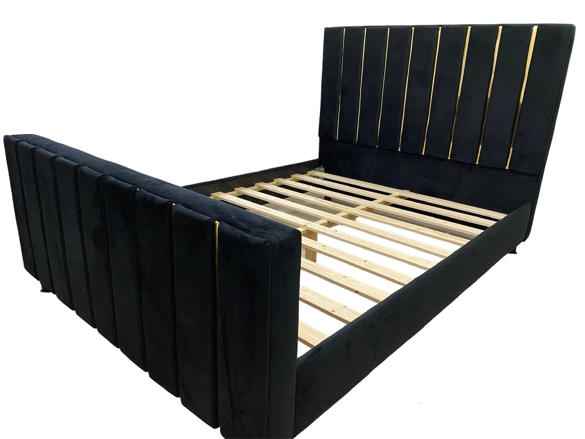 Metallic Strip Headboard Bed Frame