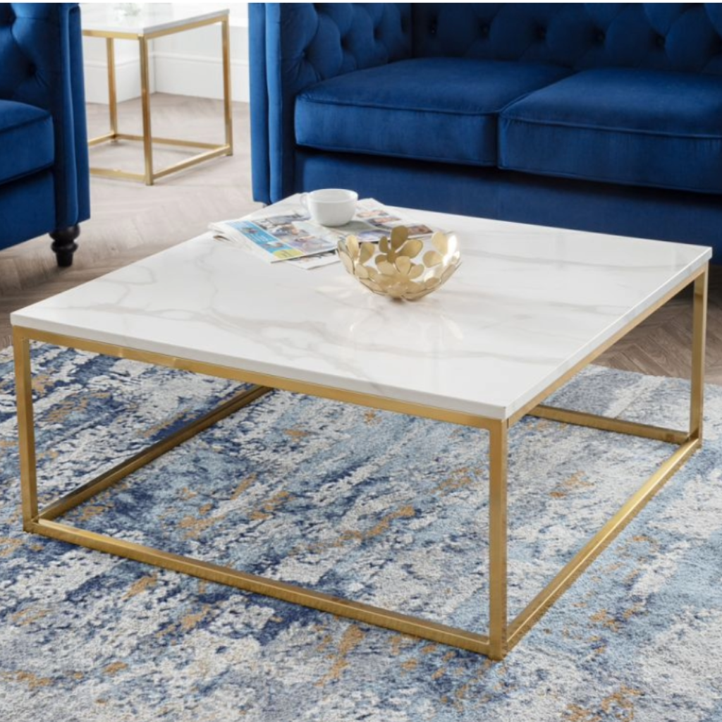 Scala Gold White Marble Coffee Table