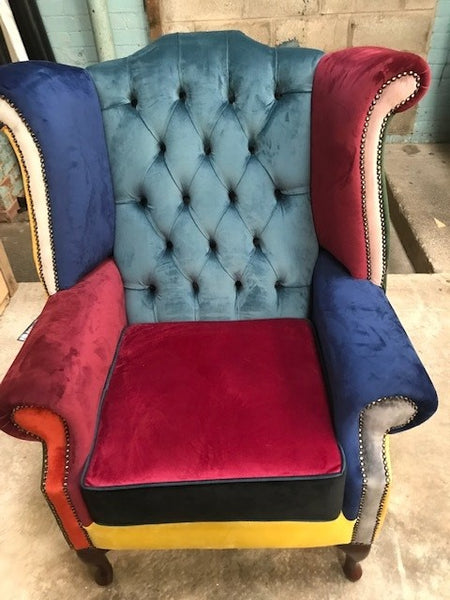 Chesterfield Multi-Coloured Wing Chair