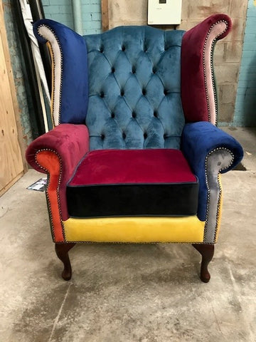 Chesterfield Multi-Coloured Wing Chair