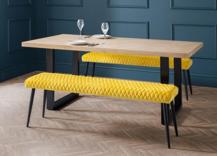 Yellow dining discount bench with back